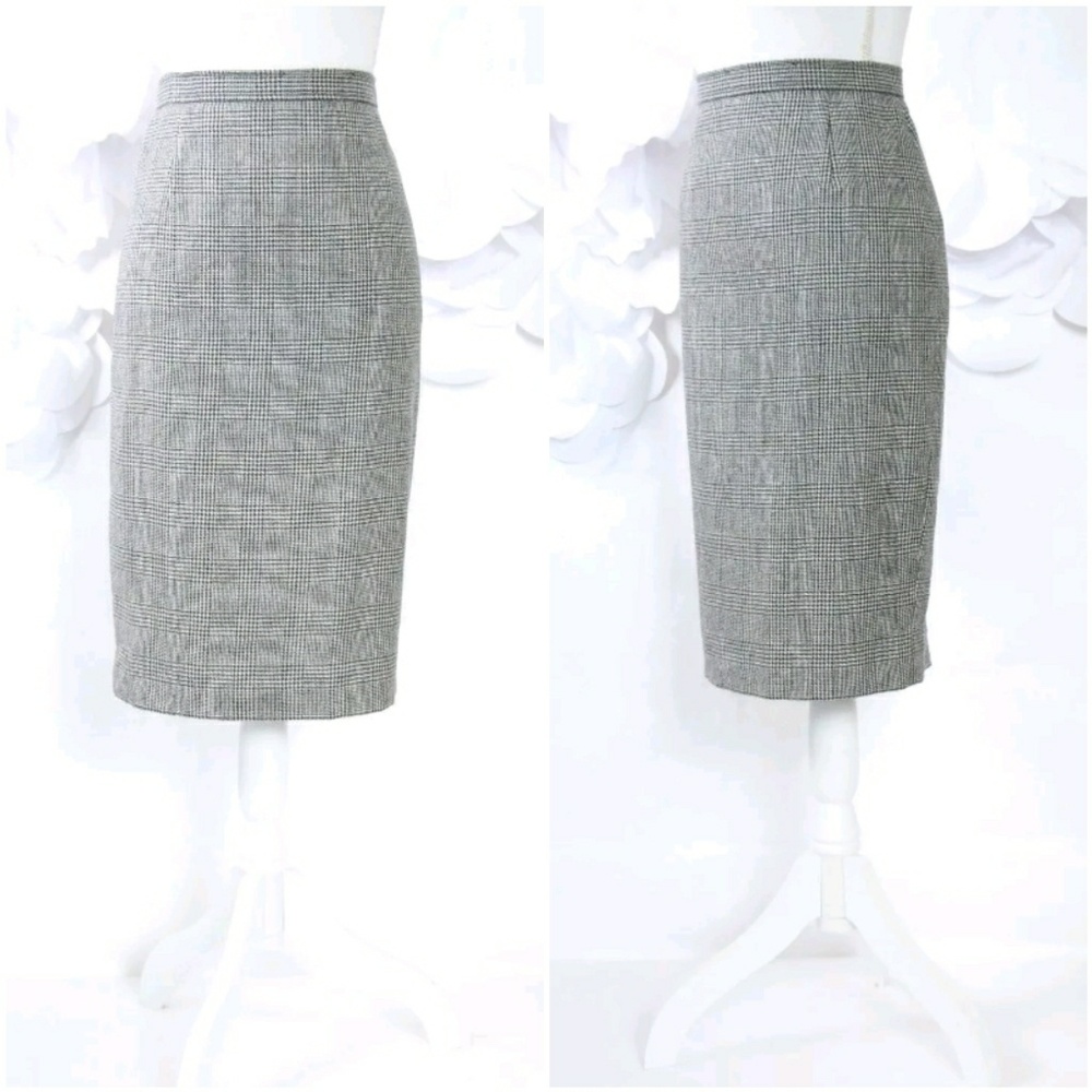 VALENTINO Italy Plaid Pencil Skirt 10 Black Career
